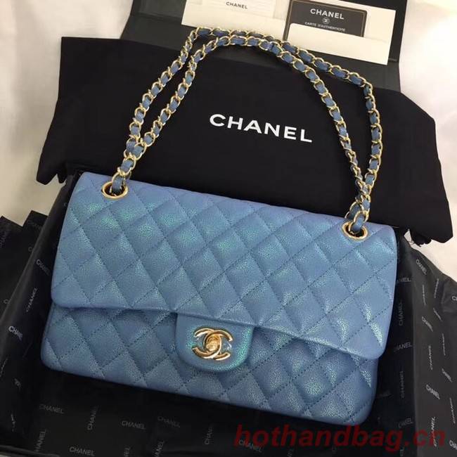 Chanel Calfskin & Gold-Tone Metal A01112 blue