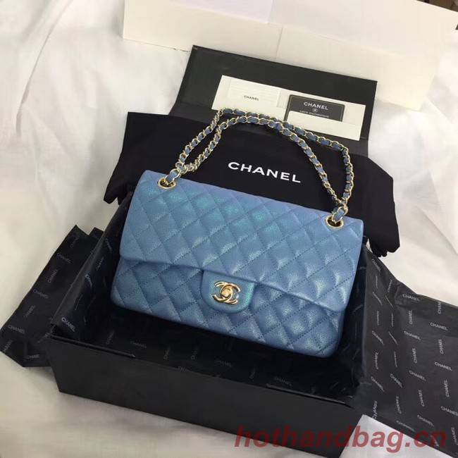 Chanel Calfskin & Gold-Tone Metal A01112 blue