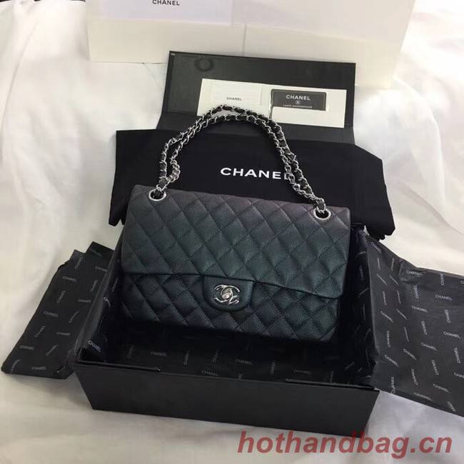 Chanel Calfskin & Silver-Tone Metal A01112 black