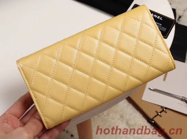 Chanel Calfskin Leather & Gold-Tone Metal A80758 yellow