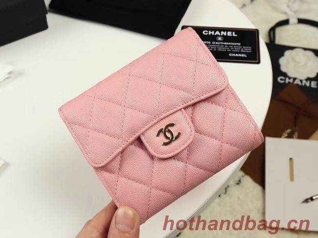 Chanel Calfskin Leather Card packet & Gold-Tone Metal A82288 pink