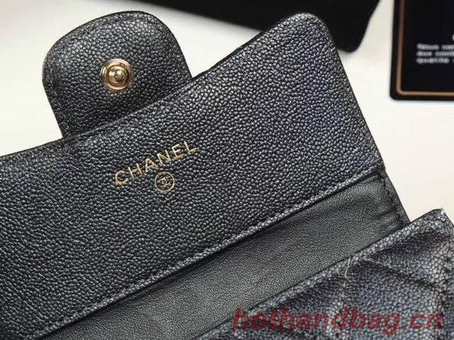 Chanel Calfskin Leather wallet & Gold-Tone Metal A82288 black