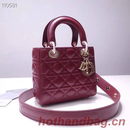 Dior lucky badges Original sheepskin Tote Bag A88035 burgundy