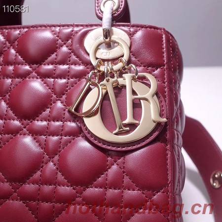 Dior lucky badges Original sheepskin Tote Bag A88035 burgundy