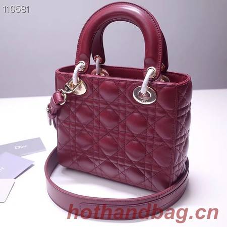 Dior lucky badges Original sheepskin Tote Bag A88035 burgundy