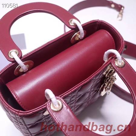 Dior lucky badges Original sheepskin Tote Bag A88035 burgundy