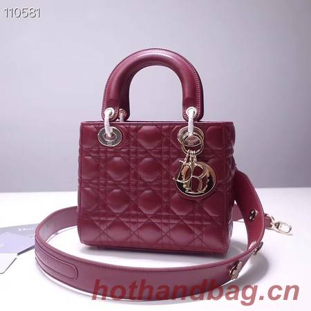 Dior lucky badges Original sheepskin Tote Bag A88035 burgundy