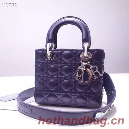 Dior lucky badges Original sheepskin Tote Bag A88035 dark blue