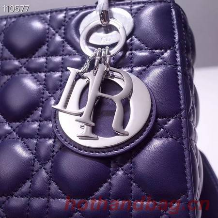 Dior lucky badges Original sheepskin Tote Bag A88035 dark blue