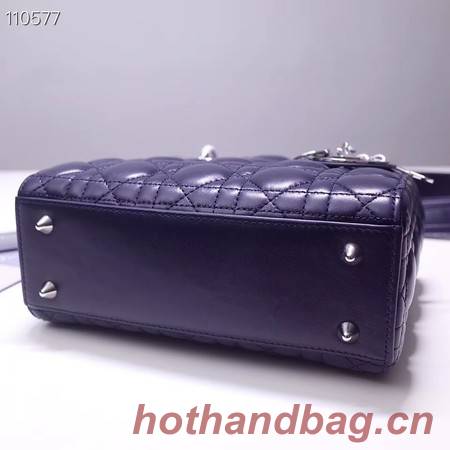 Dior lucky badges Original sheepskin Tote Bag A88035 dark blue