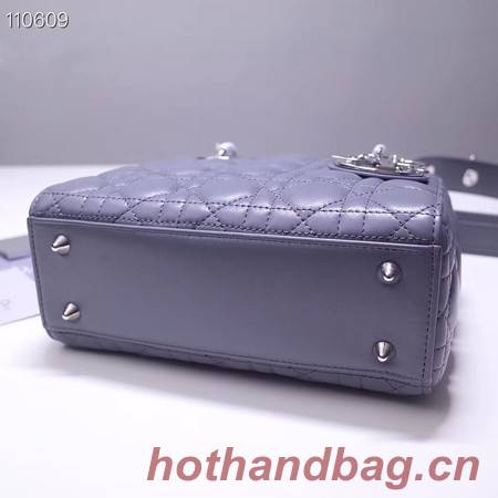 Dior lucky badges Original sheepskin Tote Bag A88035 dark grey