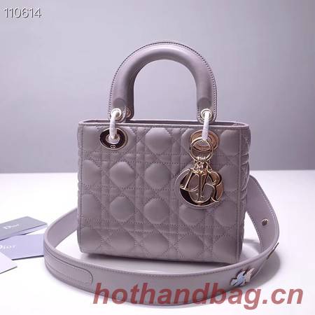 Dior lucky badges Original sheepskin Tote Bag A88035 grey