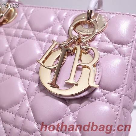 Dior lucky badges Original sheepskin Tote Bag A88035 light pink