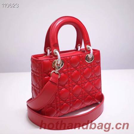 Dior lucky badges Original sheepskin Tote Bag A88035 red