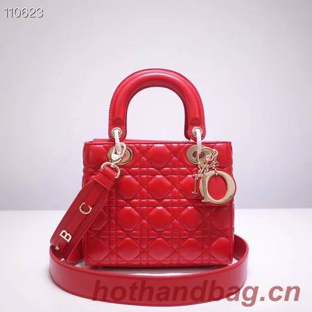 Dior lucky badges Original sheepskin Tote Bag A88035 red