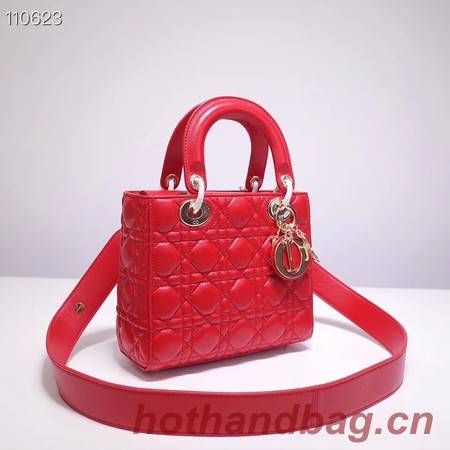 Dior lucky badges Original sheepskin Tote Bag A88035 red