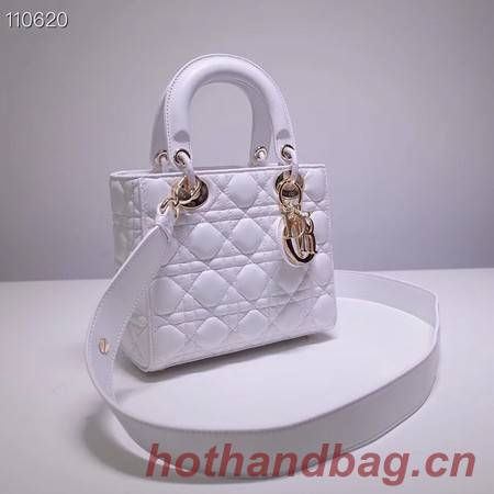 Dior lucky badges Original sheepskin Tote Bag A88035 white