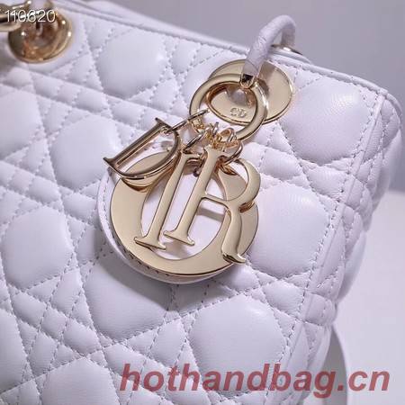 Dior lucky badges Original sheepskin Tote Bag A88035 white