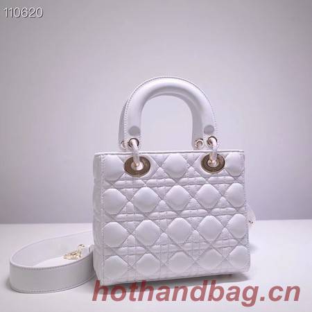 Dior lucky badges Original sheepskin Tote Bag A88035 white