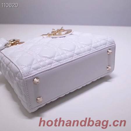 Dior lucky badges Original sheepskin Tote Bag A88035 white