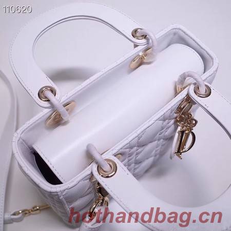 Dior lucky badges Original sheepskin Tote Bag A88035 white