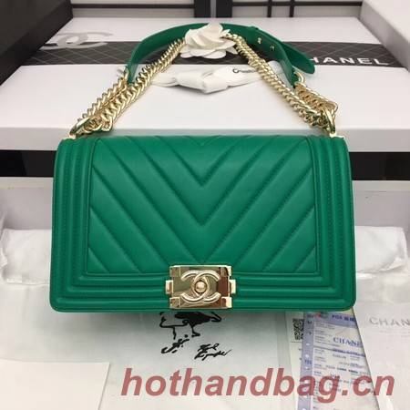 Chanel Boy Flap Shoulder Bag Original Sheepskin Leather A67086 green