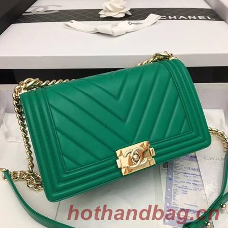 Chanel Boy Flap Shoulder Bag Original Sheepskin Leather A67086 green