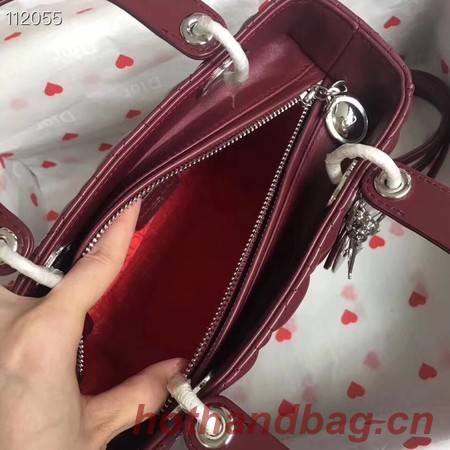 LADY DIOR LAMBSKIN BAG CAL44550 burgundy&silver-tone metal