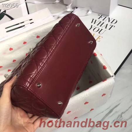 LADY DIOR LAMBSKIN BAG CAL44550 burgundy&silver-tone metal