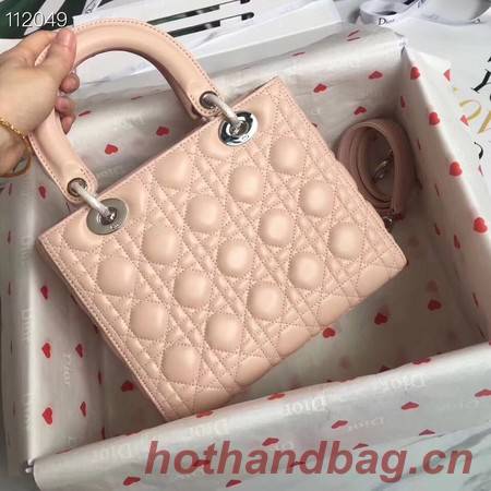 LADY DIOR LAMBSKIN BAG CAL44550  pink&silver-tone metal