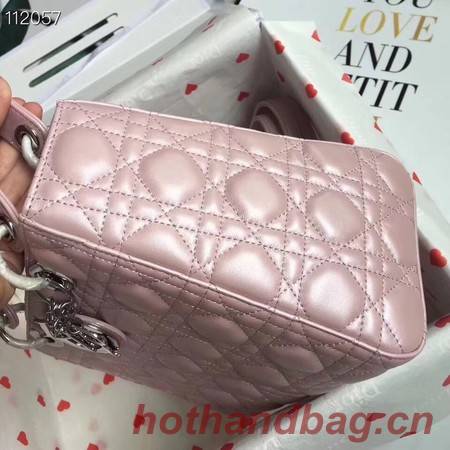 LADY DIOR LAMBSKIN BAG CAL44550 pink&silver-tone metal