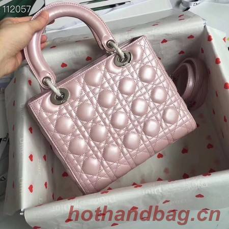 LADY DIOR LAMBSKIN BAG CAL44550 pink&silver-tone metal