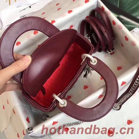 MINI LADY DIOR SATIN BAG M0505O burgundy