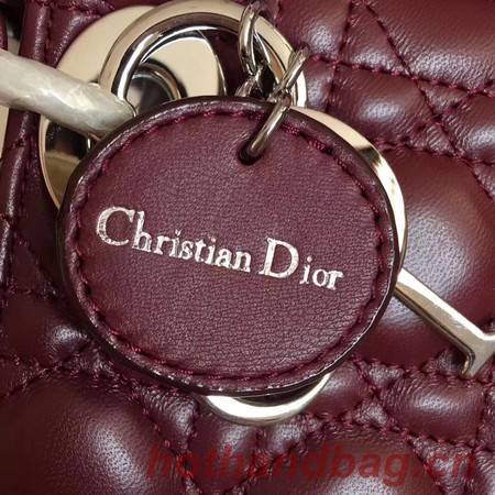 MINI LADY DIOR SATIN BAG M0505O burgundy