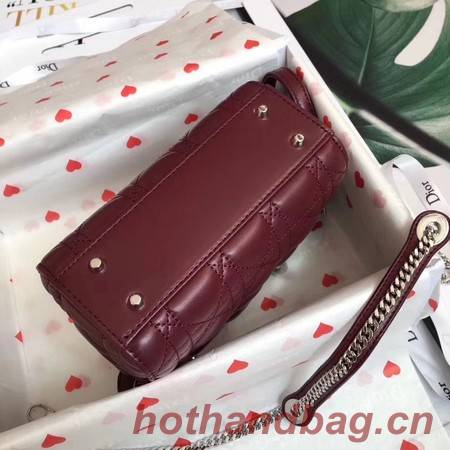 MINI LADY DIOR SATIN BAG M0505O burgundy