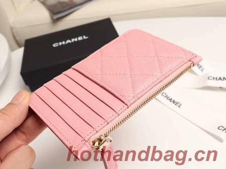 Chanel classic card holder AP0374 pink