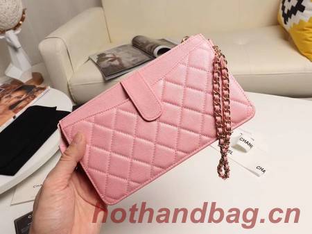 Chanel classic pouch with handle Lambskin & Gold-Tone Metal AP0364 pink