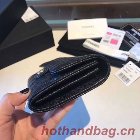 Chanel long flap wallet A80759 black