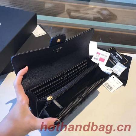 Chanel long flap wallet A80759 black