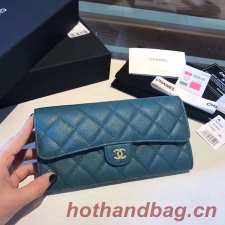 Chanel long flap wallet A80759 blue