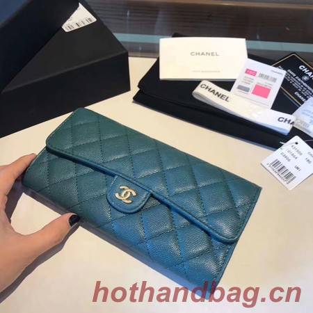 Chanel long flap wallet A80759 blue