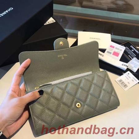 Chanel long flap wallet A80759 green