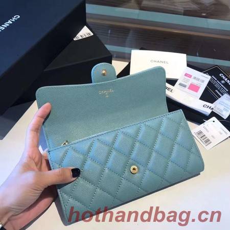 Chanel long flap wallet A80759 sky blue