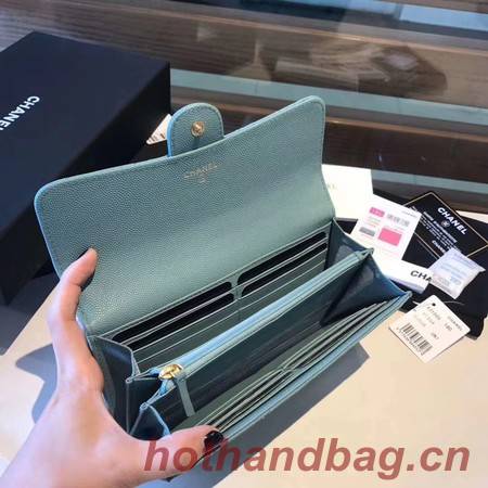 Chanel long flap wallet A80759 sky blue