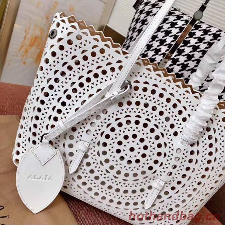 Alaia Openwork Original Leather Tote Bag A3658 White