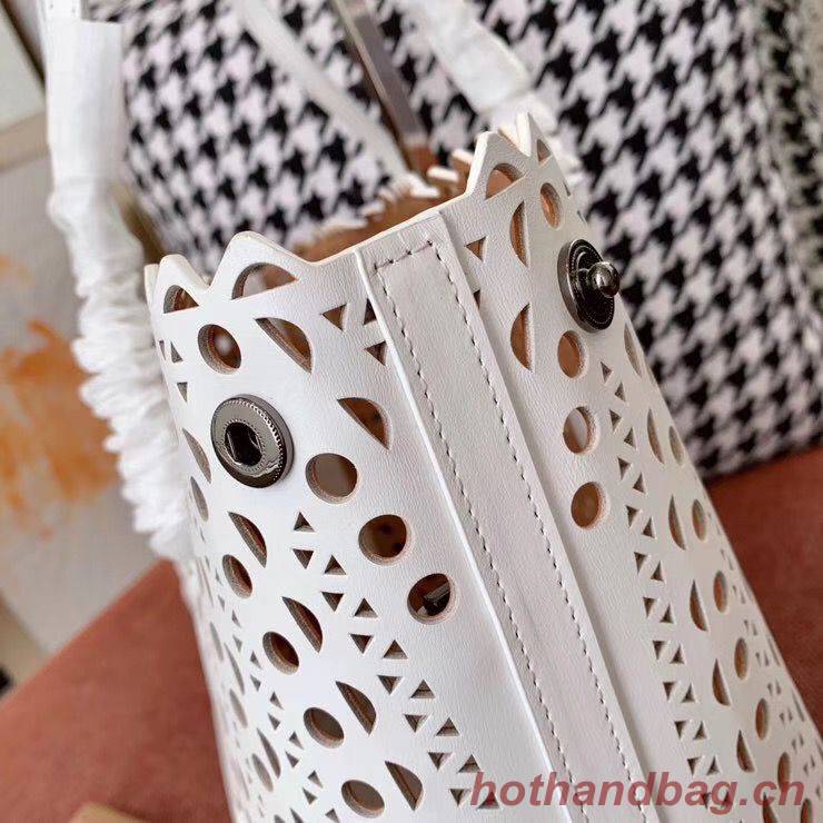 Alaia Openwork Original Leather Tote Bag A3658 White