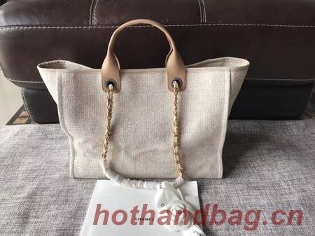 Chanel Canvas Original Leather Shoulder Shopping Bag A2369 creamy