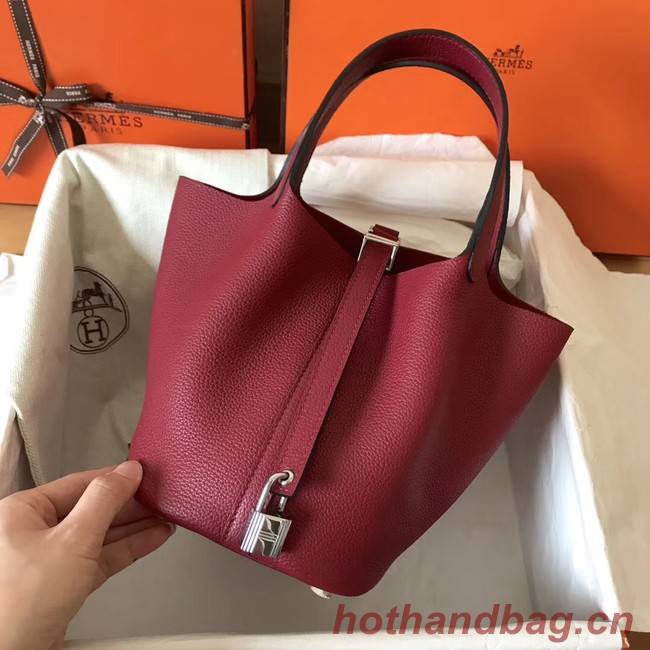 Hermes Picotin Lock PM Bags Original Leather H8688 wine red