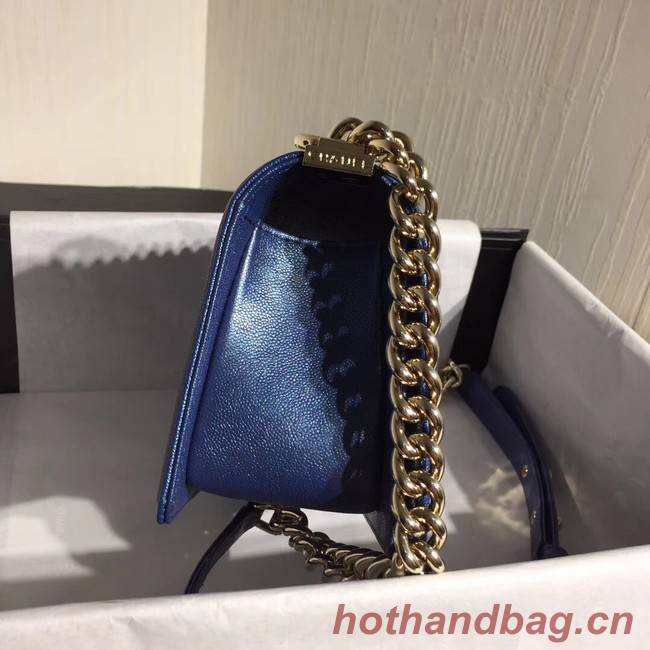 Boy Chanel Flap Shoulder Bag Original Leather Blue A67085 Gold