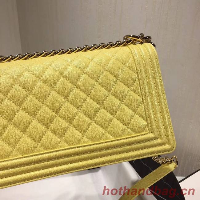 Chanel Le Boy Flap Shoulder Bag Original Leather Yellow A67086 Gold